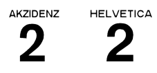 Comparison of 2 in Akzidenz and Helvetica