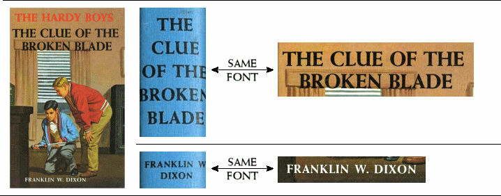 Comparison of spine and cover typefaces, volume 21, 1st PC cover